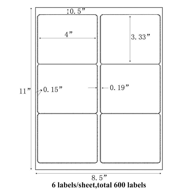 9527 Product 6 up 3-1/3 X 4 Sticker Labels Shipping Address Labels for Laser/Ink Jet Printer,200 Sheets,Total 1200 Labels - Image 2